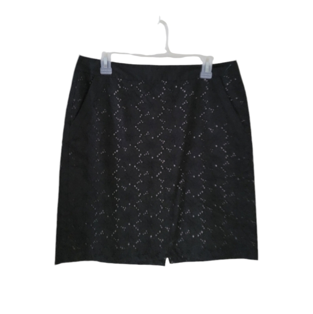 Loft black eyelet pencil skirt